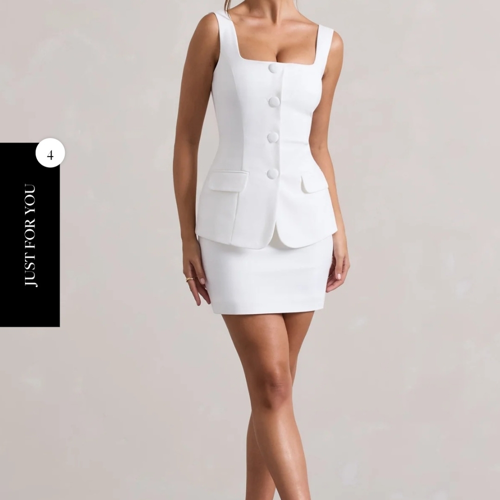 White Asymmetrical Sheath Mini Dress for Brides
